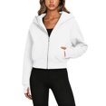 thumbnail image 1 of Hoodies Women Solid Long Sleeve Sweatshirt Casual Zip Up Cropped Pullover Tops Fleece Lined Winter, 1 of 6