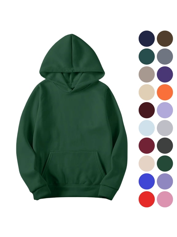 Hoodies for Women Solid Oversized Hooded Sweatshirt Pullover, Long Sleeve Drawstring Kangaroo Pocket Casual Daily Loungewear Layering Basic Top (18 Colors Available)