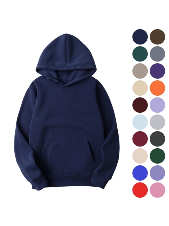 Hoodies for Women Solid Oversized Hooded Sweatshirt Pullover, Long Sleeve Drawstring Kangaroo Pocket Casual Daily Loungewear Layering Basic Top (18 Colors Available)