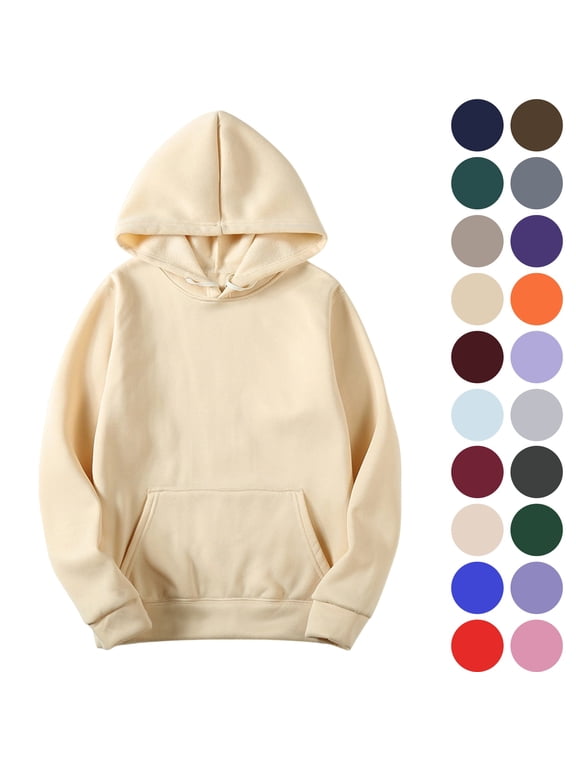 Hoodies for Women Solid Oversized Hooded Sweatshirt Pullover, Long Sleeve Drawstring Kangaroo Pocket Casual Daily Loungewear Layering Basic Top (18 Colors Available)
