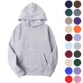 thumbnail image 1 of Hoodies for Women Solid Oversized Hooded Sweatshirt Pullover, Long Sleeve Drawstring Kangaroo Pocket Casual Daily Loungewear Layering Basic Top (18 Colors Available), 1 of 9