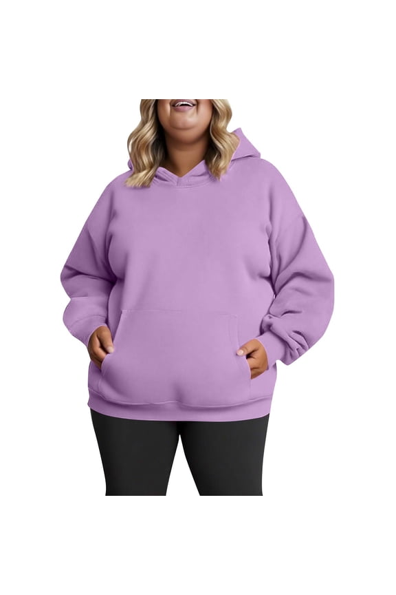 Hoodies for Women Solid Womens Sweatshirt Hoodies Fleece Lined Top Blouses Lightweight Crew Neck Long Sleeves Jackets Casual Outerwear Fall Winter Essentials Effortless