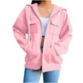 thumbnail image 1 of Hoodies for Women Solid Womens Sweatshirt Hoodies Fleece Lined Top Blouses Lightweight Open Front Long Sleeves Jackets Casual Outerwear Effortless Plus Size Fall Fashion, 1 of 4