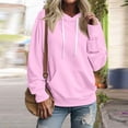 thumbnail image 1 of Hoodies for Women Sweaters for Women Women's Autumn and Winter Solid Color Pullover Hooded Drawstring Sweatshirt Long Sleeve Fashion Sweatshirt Womens Tops Hot Pink M, 1 of 6