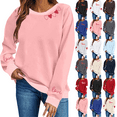 thumbnail image 1 of Sweatshirt for Women Valentines Day Trendy Comfortable Heart Printed Plus Size Casual Loose Pullover Blouse Tops S-2XL, 1 of 6