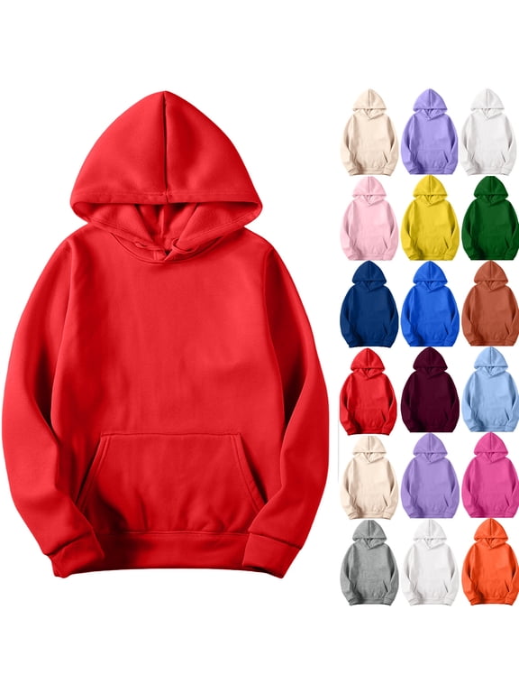 Hoodies for Women Tsivenald Solid Color Women Hoodies Fall Fashion Casual Long Sleeve Hooded Sweatshirts Loose Comfy Trendy Pullover Tops with Pockets, Size XS-3XL