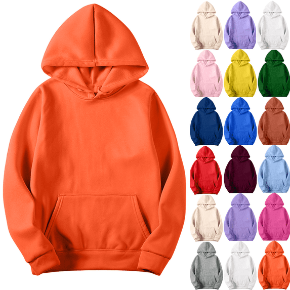 Hoodies for Women Tsivenald Solid Color Women Hoodies Fall Fashion Casual Long Sleeve Hooded Sweatshirts Loose Comfy Trendy Pullover Tops with Pockets, Size XS-3XL