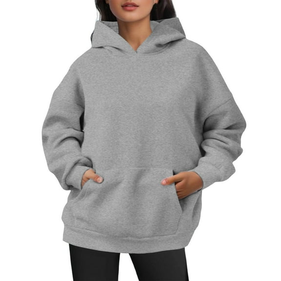 Hoodies for Women Waffle Knit Crew Neck Oversized Sweatershirt Button Down Drawstring Hooded Pullover Tops Fall Fashion for Women 2025 Trendy (Grey,Medium)