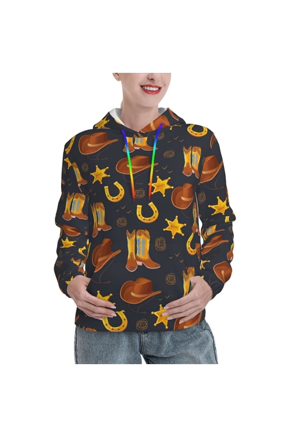 Hoodies for Women - Wild West Golden Horseshoe Comfrt Colour Drawstring Women'S Fashion Hoodies & Sweatshirts, Fall Outfits Clothes for Women 2024 Pullover with Kangaroo Pocket