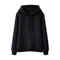 thumbnail image 1 of Hoodies for Women , Women Sweatshirt Solid Color Hoodie Fleece Lined Sweatshirts Plain Long Sleeve Tops Casual Drawstring Hooded Pullover Autumn Warm Sweaters with Pockets Size 8-16, 1 of 6