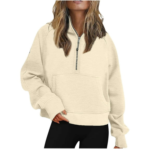 Hoodies for Women Women's Winter Coat Fashion Women Casual Hooded Slim Zipper Fleece Sweater Coat Reduced Price Preppy Sweatshirt Halloween Sweatshirt Deals