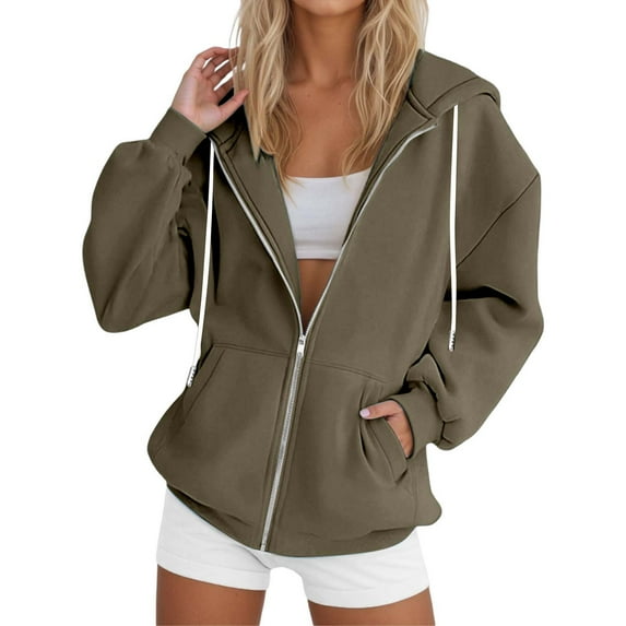 Hoodies For Women Zip Up Hoodie Oversized Sweatshirt Jackets Fall Winter Coats 2025 Fashion,Women's 2025 Zip Up Hoodies Casual Long Sleeve Sweatshirts Fall Spring Track Jackets with Pockets