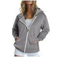 thumbnail image 1 of Hoodies for Women Zip up Jacket, Casual Long Sleeve Hooded Sweatshirts with Pockets Full Zip Jackets for Fall Winter Warm Fleece Jackets Sweater Coat Gray L, 1 of 1