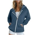 thumbnail image 1 of Hoodies for Women Zip up Jacket, Casual Long Sleeve Hooded Sweatshirts with Pockets Full Zip Jackets for Fall Winter Warm Fleece Jackets Sweater Coat Navy S, 1 of 6