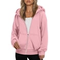 thumbnail image 1 of Hoodies Women Zip Up Hoodie Oversized Sweatshirt Fleece Jackets Spring Fall Winter Coats 2026 Fashion Pink 2XL, 1 of 4