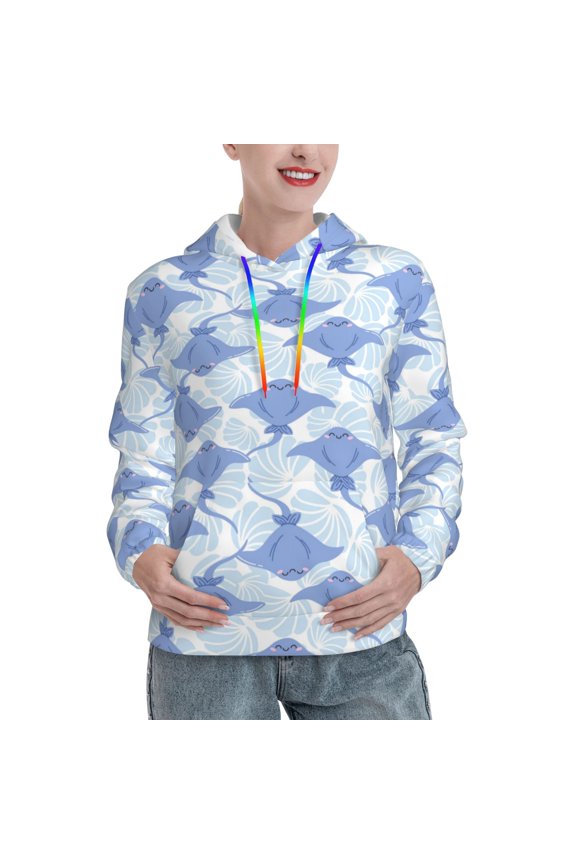 Hoodies for Women - cute stingray blue shells Comfrt Colour Drawstring Women'S Fashion Hoodies & Sweatshirts, Fall Outfits Clothes for Women 2024 Pullover with Kangaroo Pocket