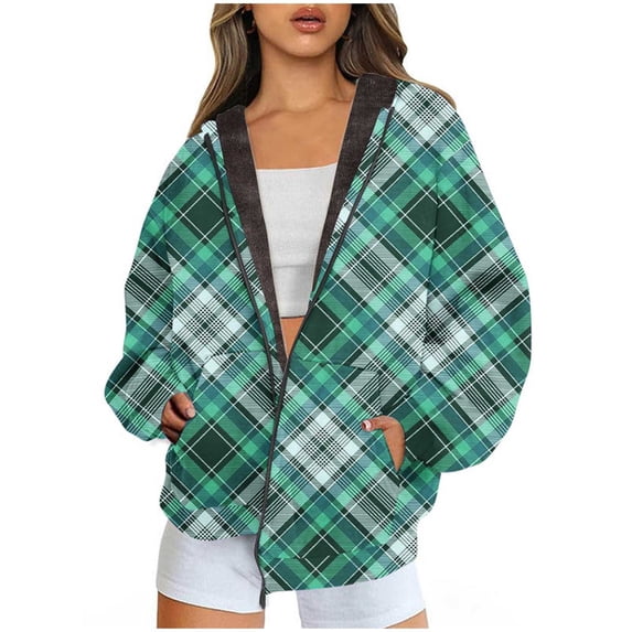 Hoodies for Womens Pullover Zip Up Plus Size Fashion Winter Warm And Fleece Heavy Printed Hooded Jacket With Zipper Double Pockets Gfit for Women