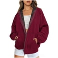 thumbnail image 1 of Hoodies for Womens Pullover Zip Up Plus Size Fashion Winter Warm And Fleece Heavy Printed Hooded Jacket With Zipper Double Pockets Presents for Women, 1 of 1