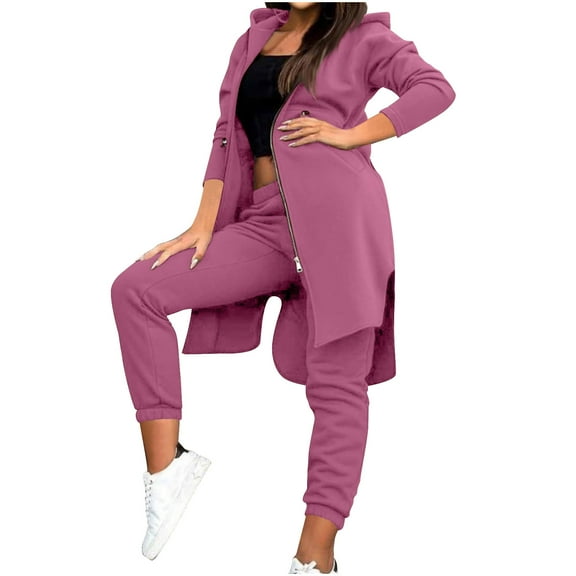 Hoodies and Sweatpants Sets Womens 2024 Casual Warm Loungewear Fall Winter Fleece Lined Workout Sets for Going Out Hiking