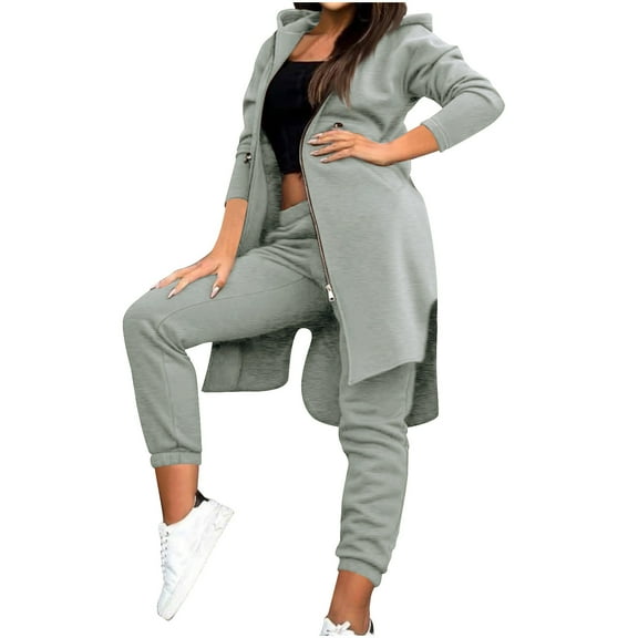 Hoodies and Sweatpants Sets Womens 2024 Casual Warm Loungewear Fall Winter Fleece Lined Workout Sets for Going Out Hiking