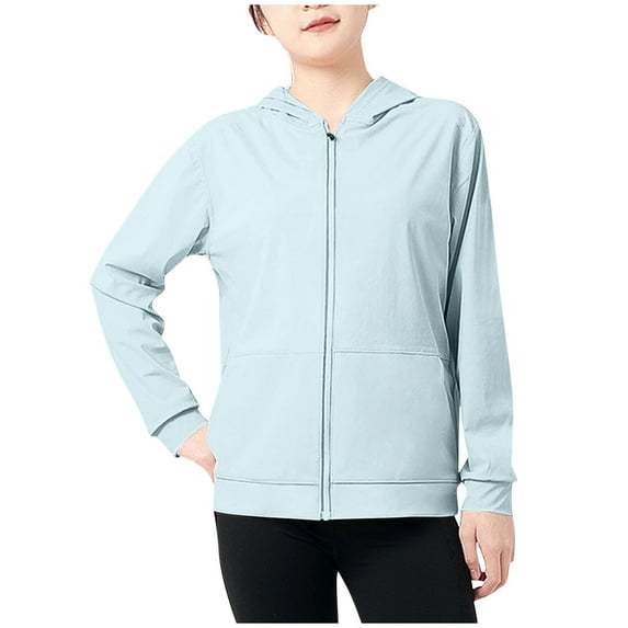 Hoodies for Boy Pockets Kids Sun Protection Jackets, Children's Lightweight Zip up Hooded Shirts, Girls Hiking Cardigan Coat with Pockets Blue 4-5Y