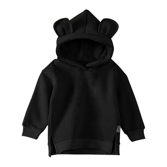 Hoodies for Boys Black Pullover Hooded Casual Long Sleeve Hoodies Warm Fall Winter Clothes Girls Tops Size 18-24 Months