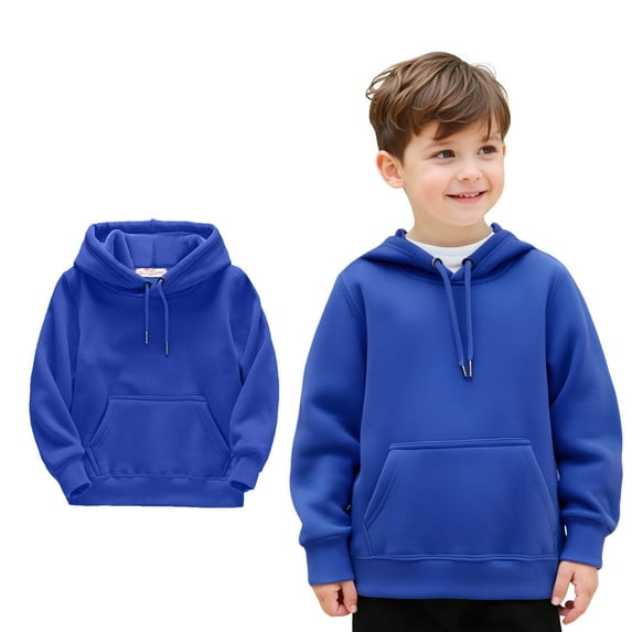 Hoodies for Boys Blue Hooded Long Sleeve Lightweight Pullover Tops Loose Sweatshirt Fall Clothes Girls Tops Size 6-8 Years Boys Girls Fashion