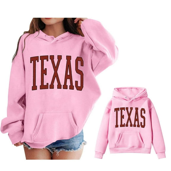 Hoodies City Name Letter Print Pink Hooded Lightweight Long Sleeve Hoodies Fall Clothes Girls Clothes Size 4T