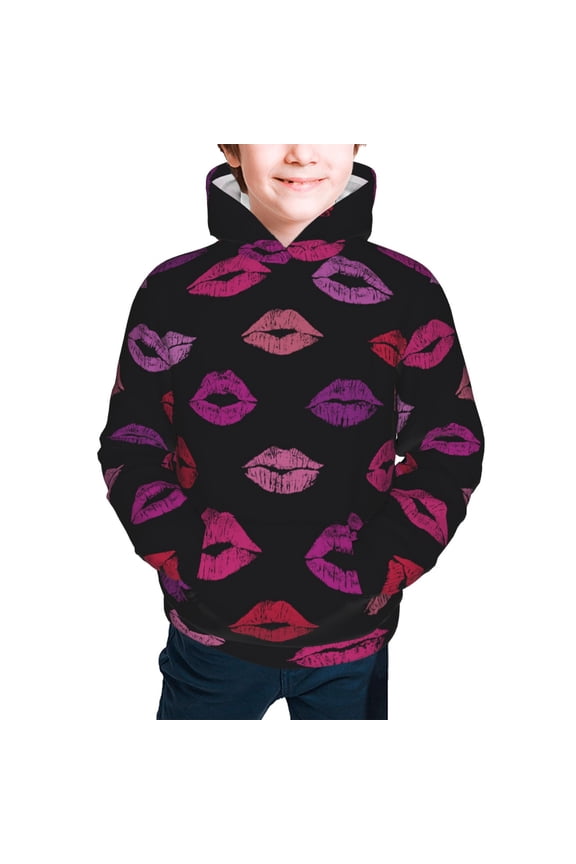 Hoodies for Boys Girls Sweashirts Youth Teen Hoodie, Lips Kiss