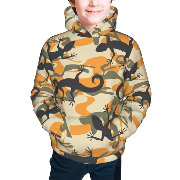 Hoodies for Boys Girls Sweashirts Youth Teen Hoodie, Lizard Camouflage Camo