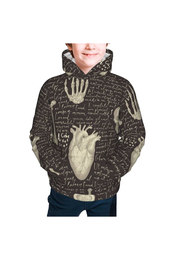Hoodies for Boys Girls Sweashirts Youth Teen Hoodie, Retro Pattern Human Organs And Bones