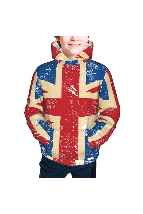 Hoodies for Boys Girls Sweashirts Youth Teen Hoodie, Union Jack Uk Flag Retro