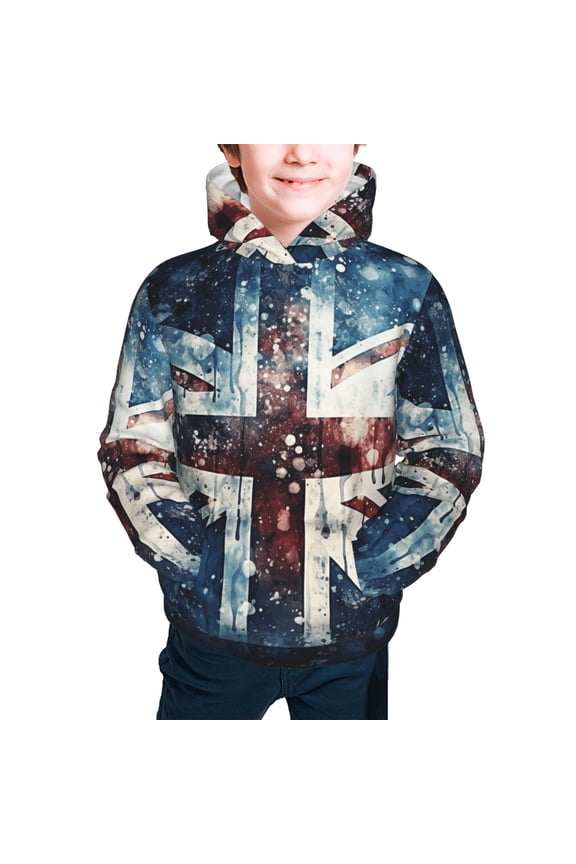 Hoodies for Boys Girls Sweashirts Youth Teen Hoodie, Union Jack Vintage UK Flag Starry