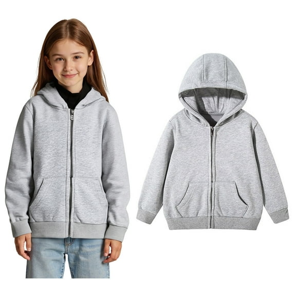 Hoodies for Boys Grey Zipper Hoodie Casual Long Sleeve Hoodies Warm Fall Winter Clothes Size 4-5 Years Boys Clothes