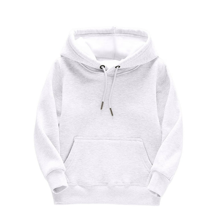 Hoodies for Boys Long Sleeve Hooded Cozy Soft Solid White Hoodie Sizes 6 8