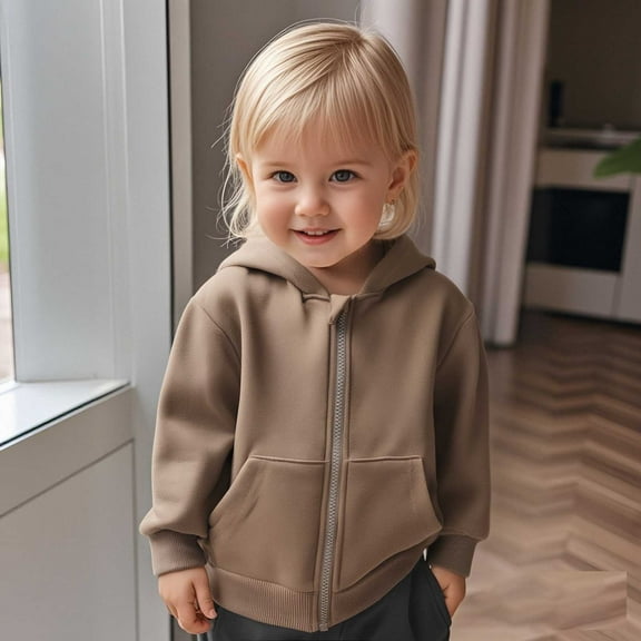 Hoodies for Boys Kids Coffee Zip up Hoodies Long Sleeve Hooded Sweatshirt Top Warm Fall Winter Clothes Toddler Boys Clothes 4T