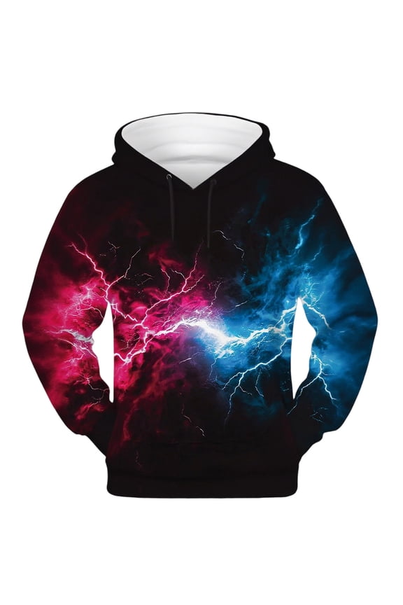 Hoodies for Boys Kids Cool Lightning Print Hooded Long Sleeve Pullover Top Lightweight Neat Shape Retentive Versatile Boys Sweatshirts