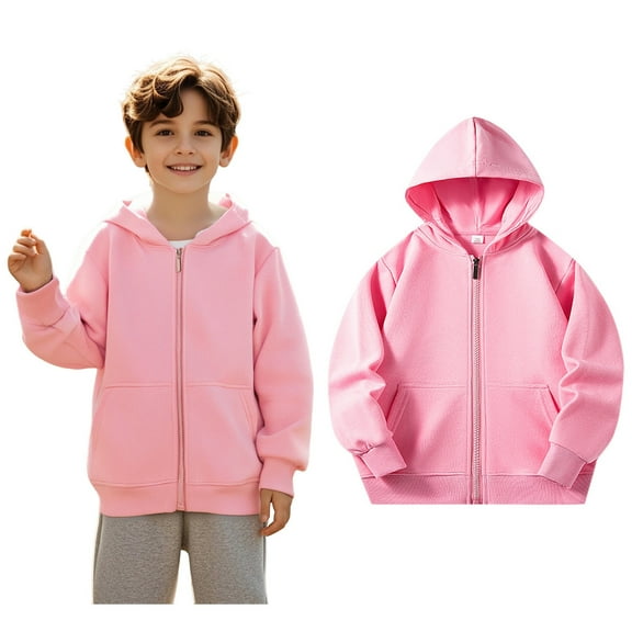 Hoodies for Boys Kids Pink Full Zipper Hoodie Long Sleeve Hooded Sweatshirt Top Fall Clothes Girls Clothes Size 2-3 Years Boys Girls Fashion