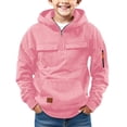 thumbnail image 1 of Hoodies for Boys Kids Pink Half Zip Hoodies Long Sleeve Pullover Tops Winter Clothes Boys Sweatshirts Size 7-8 Years, 1 of 6