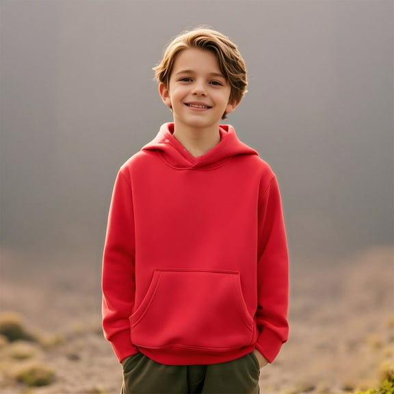 Hoodies for Boys Kids Red Hooded Long Sleeve Pullover Hoodie Sweatshirt Warm Fall Winter Clothes r Girls Clothes 11-12 Years Boys Girls Fashion