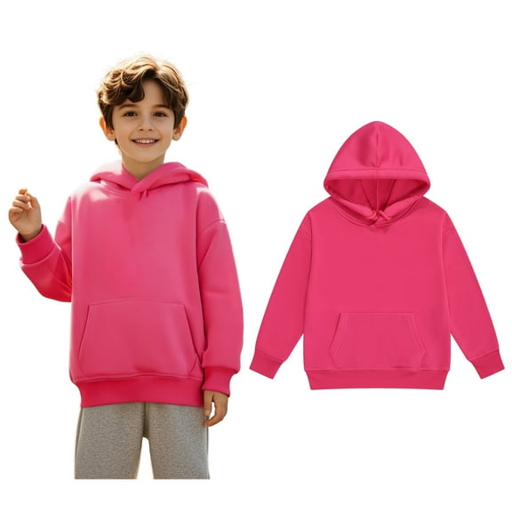Hoodies for Boys Kids Red Hooded Long Sleeve Soft Sweatshirts Top Fall Clothes Girls Tops Size 8-9 Years Boys Girls Fashion