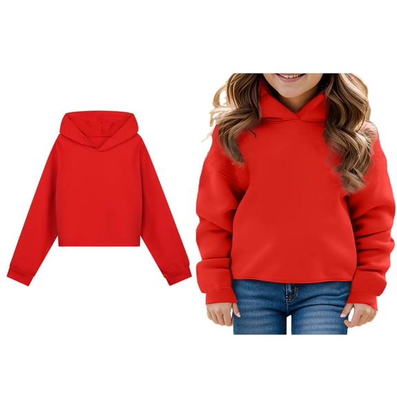 Hoodies for Boys Kids Red Hoodie Casual Long Sleeve Classic Hoodie Winter Clothes Girls Clothes 11-12 Years Boys Girls Fashion