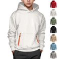 thumbnail image 1 of Hoodies for Boys Long Sleeve Pullover Hoodies Casual Loose Fit Tops White Hoodie Kids Size 4-15 Years, 1 of 4