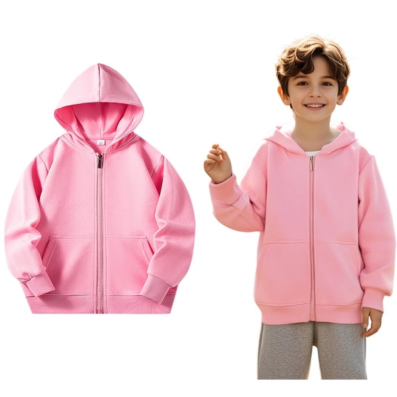 Hoodies for Boys Pink Full Zipper Hoodies Casual Long Sleeve Classic Hoodie Winter Clothes Clothes for Girls 7-8 Years Boys Girls Fashion