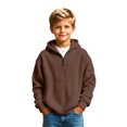 thumbnail image 1 of Hoodies for Boys Quarter Zip Waffle Knit Pullover Hooded Sweatshirt Tops Fall Winter Casual Sweatshirts Back to School Clothes 3-14 Years, 1 of 6