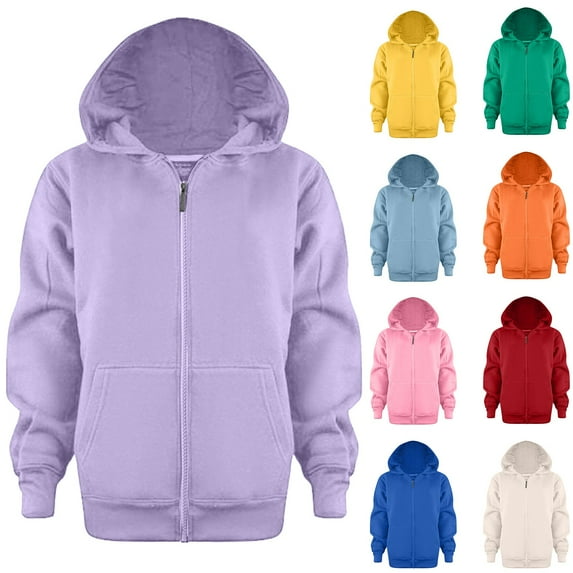 Hoodies for Boys Size 8-10 Toddler Boys Girls Cute Coat Kids Solid Color Long Sleeve Zip Up Hoodie Sweatshirt Top Boys Girls Clothes