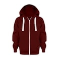 thumbnail image 1 of Hoodies for Boys Solid Color Jackets Long Sleeve Hooded Zip Up Kids Loose Fit Softness Comfort Wine Pullover Sizes 11-12 Years, 1 of 6