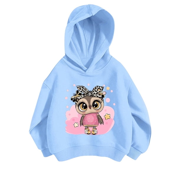 Hoodies for Girls 7-8 Cartoon Pattern Crewneck Cotton Long Sleeve Pullover Sweatshirt