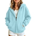 thumbnail image 1 of Hoodies for Girls Black Zip up Sweatshirts OverSized Preppy Tops Long Sleeve Baggy Pullover Y2k Jacket (Sky Blue,11-12 Years), 1 of 5