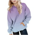 thumbnail image 1 of Hoodies for Girls & Boys Fleece Lined Pullover Long Sleeve Sweatshirts Size 5-15 Teens Trendy Gradient Printed Thermal Warm Athletic Tops with Pocket, 1 of 5